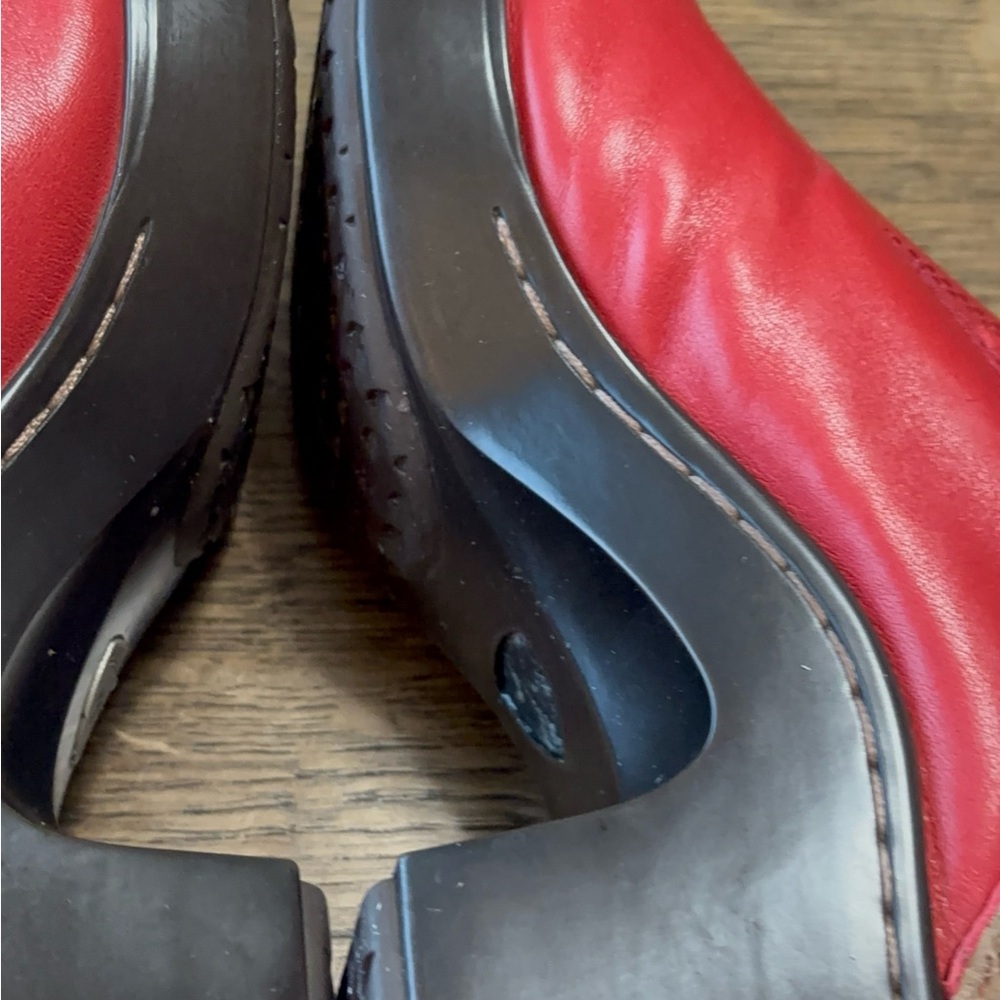 Ariat Red Leather Mule Clogs Leopard Heel Comfort Slip On Women 8B - Picture 4 of 10